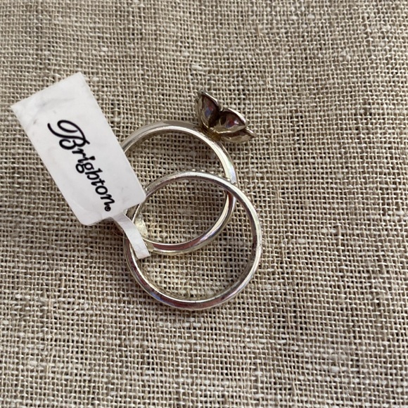Brighton Silver Artful Floral Ring & stackable band Vintage Design size 7 - Picture 2 of 5